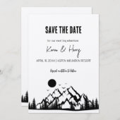 ミニマ素朴リストKraft Mountain日付を保存 招待状 (正面/裏面)