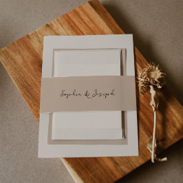 ミニマ素朴結婚リスト | ダークニュートラルベージュ 招待状ベリーバンド