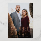 ミニマ結婚したリストと明るい埃のバラ写真 箔シーズンカード (正面)