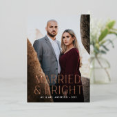 ミニマ結婚したリストと明るい埃のバラ写真 箔シーズンカード (立ち正面)