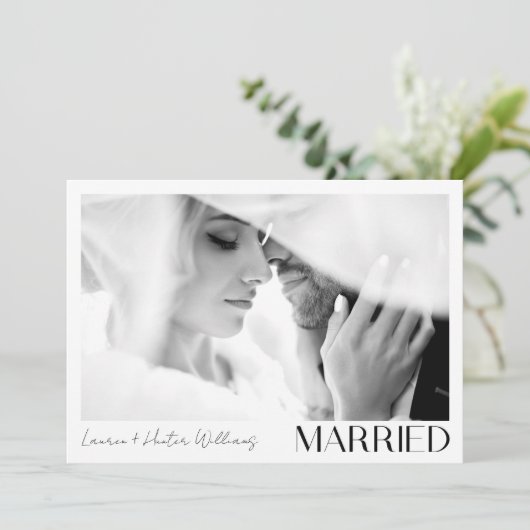 ミニマ結婚したリスト3フォトスクリプトQRコー結婚ド 案内状 (スタンド正面)