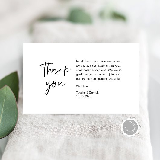 ミニマ結婚リストに参加していただき、ありがとうござモダンいます エンクロージャーカード