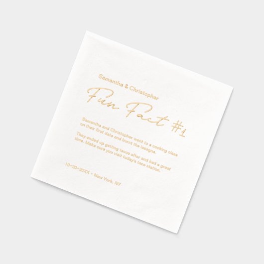 ミニマ結婚リストのおもしろいファクトカスタム金ゴールドフォイル 箔ナプキン (左)