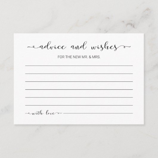 ミニマ結婚リストのアドバイスとウィッシュズカード エンクロージャーカード (正面)