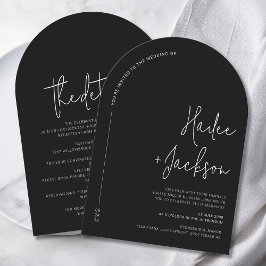 ミニマ結婚リストのオールインワンモダンシック 招待状