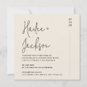 ミニマ結婚リストのオールインワンモダンシンプルスクエア 招待状 (正面)