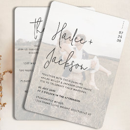 ミニマ結婚リストのオールインワンモダンシンプル 招待状