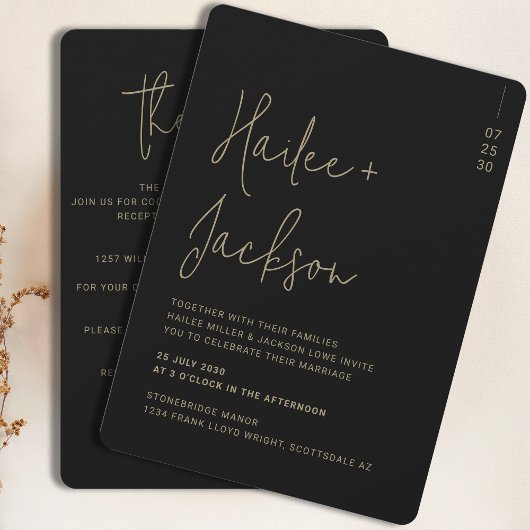 ミニマ結婚リストのオールインワンモダンシンプル 招待状