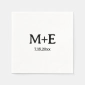 ミニマ結婚リストのカップルイニシャルと日付 スタンダードカクテルナプキン (正面)