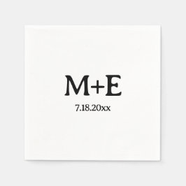 ミニマ結婚リストのカップルイニシャルと日付 スタンダードカクテルナプキン
