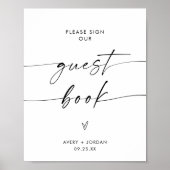 ミニマ結婚リストのゲストブックシモダンェン結婚グ ポスター (正面)
