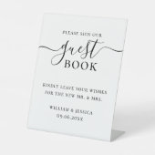 ミニマ結婚リストのゲストブック 台座サイン (正面)