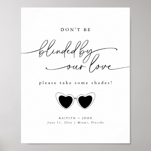 ミニマ結婚リストのサングラスの好意サイン ポスター (正面)