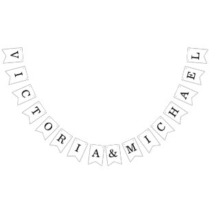 ミニマ結婚リストのシンプル白黒の名前 バンティングフラッグ