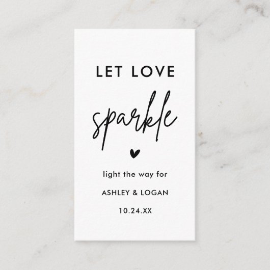 ミニマ結婚リストのスパークラー送信ラベル エンクロージャーカード (正面)