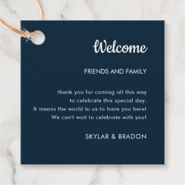 ミニマ結婚リストのネイビーブルー歓迎ギフト フェイバータグ