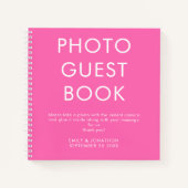 ミニマ結婚リストのフォトホットピンクゲストブック ノートブック (正面)