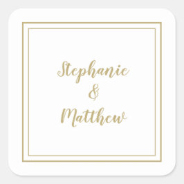 ミニマ結婚リストのモダンお願い金ゴールド スクエアシール