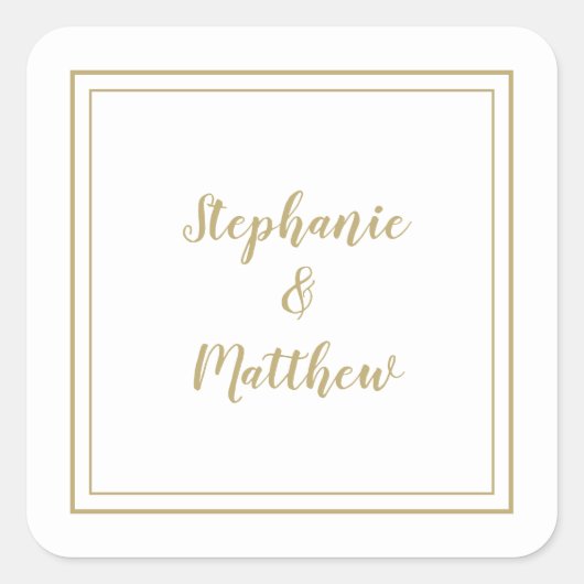 ミニマ結婚リストのモダンお願い金ゴールド スクエアシール (正面)