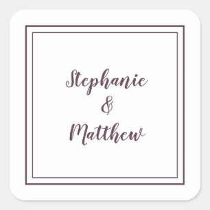 ミニマ結婚リストのモダン好意ありがとうパープル スクエアシール