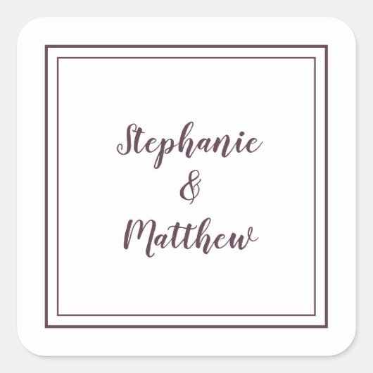 ミニマ結婚リストのモダン好意ありがとうパープル スクエアシール (正面)