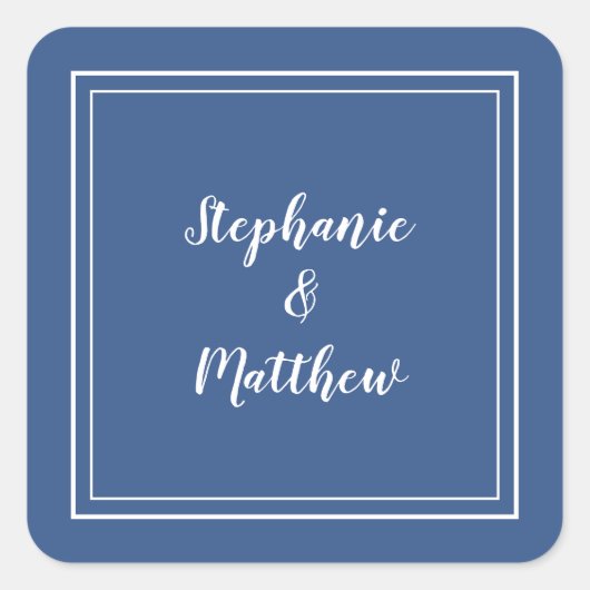 ミニマ結婚リストのモダン青い好意ありがとう スクエアシール (正面)