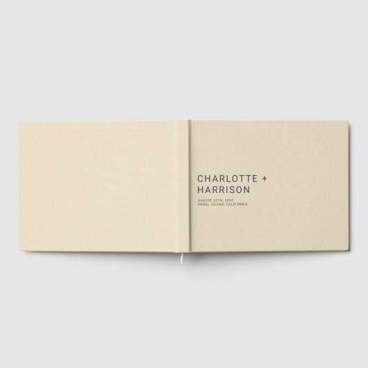 ミニマ結婚リストのモノグラムフェイククリーム ゲストブック (全面)