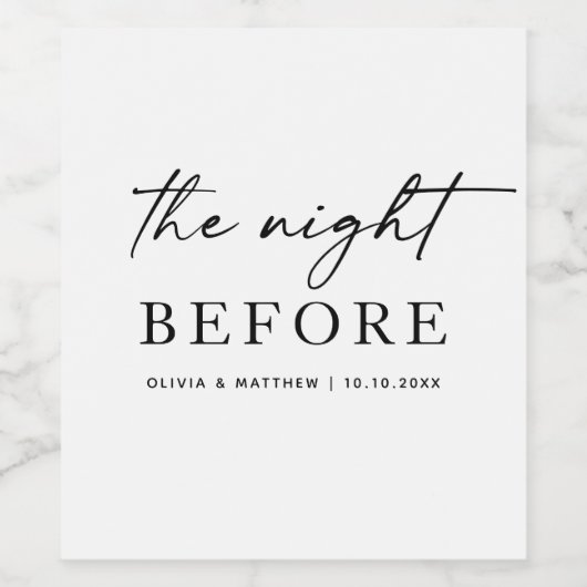 ミニマ結婚リストのリハーサル | 前夜 ワインラベル (シングルラベル)