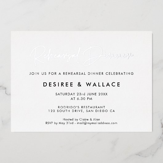 ミニマ結婚リストのリハーサル 箔招待状 (正面)