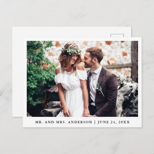 ミニマ結婚リストの写真ありがとう ポストカード (正面/裏面)