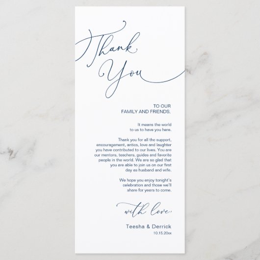 ミニマ結婚リストの場所設定サンキューカード プログラム (正面)