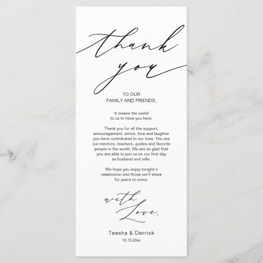 ミニマ結婚リストの場所設定サンキューカード プログラム (正面)