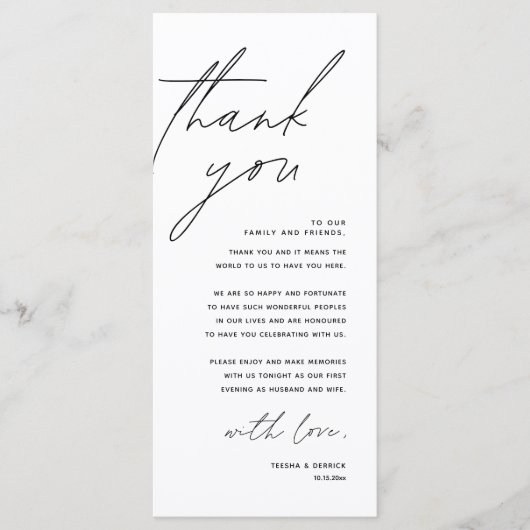 ミニマ結婚リストの場所設定サンキューカード プログラム (正面)