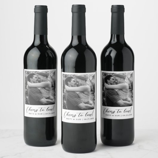 ミニマ結婚リストの婚約カスタム写真の好意 ワインラベル (ボトル)