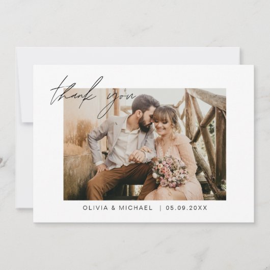 ミニマ結婚リストの感謝の写真シンプル サンキューカード (正面)
