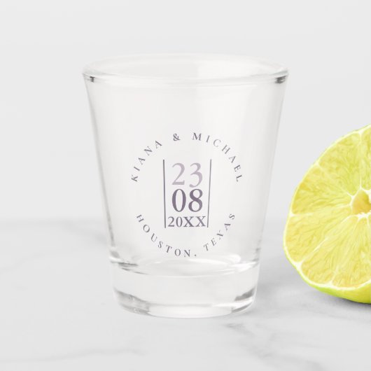 ミニマ結婚リストの日付Mauve ID889 ショットグラス (正面)
