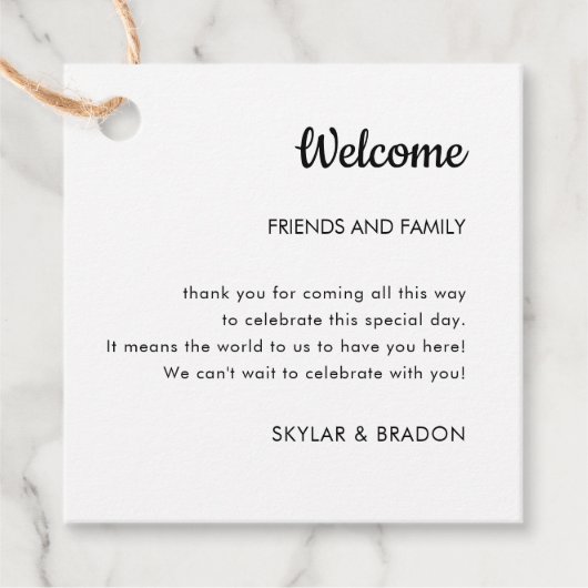 ミニマ結婚リストの歓迎ギフト フェイバータグ (正面)