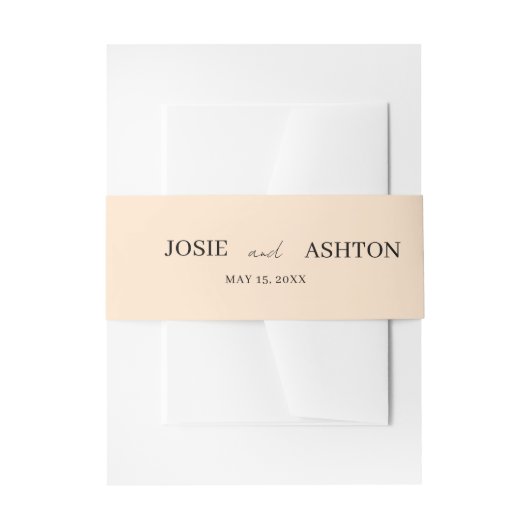 ミニマ結婚リストの白または黒パーソナライズされた 招待状ベリーバンド (正面例)