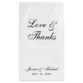 ミニマ結婚リストの白黒の愛と感謝してい スモールペーパーバッグ (裏面)