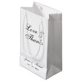 ミニマ結婚リストの白黒の愛と感謝してい スモールペーパーバッグ (正面アングル)