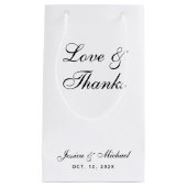 ミニマ結婚リストの白黒の愛と感謝してい スモールペーパーバッグ (正面)