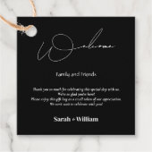 ミニマ結婚リストの白黒ギフトメッセージカード フェイバータグ (正面)