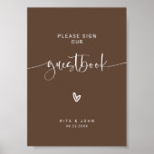 ミニマ結婚リストの署名を私たちのゲストブックサイン ポスター (正面)