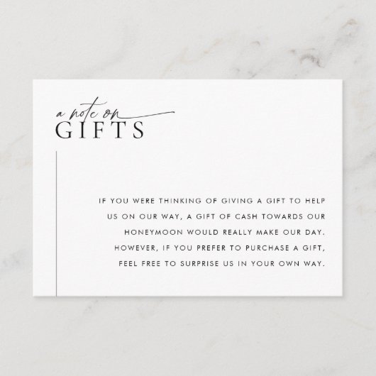 ミニマ結婚リストの贈り物を願うウェルカードLAYLA エンクロージャーカード (正面)