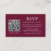 ミニマ結婚リストのBurgundy QR RSVP エンクロージャーカード (正面)
