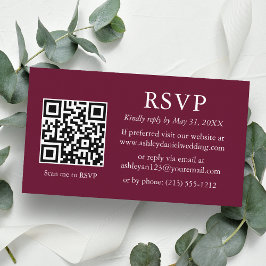 ミニマ結婚リストのBurgundy QR RSVP エンクロージャーカード