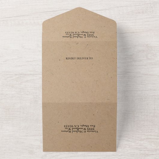 ミニマ結婚リストのElopement写真をすべて1つにまとめる オールインワン招待状 (外側)