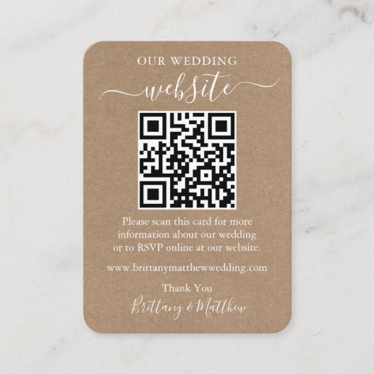 ミニマ結婚リストのWebサイシンプルト写真Kraft QR エンクロージャーカード (正面)