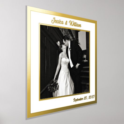 ミニマ結婚リストカスタムの写真と文字 箔ポスター (レイダウン)