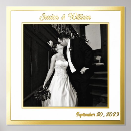 ミニマ結婚リストカスタムの写真と文字 箔ポスター (正面)